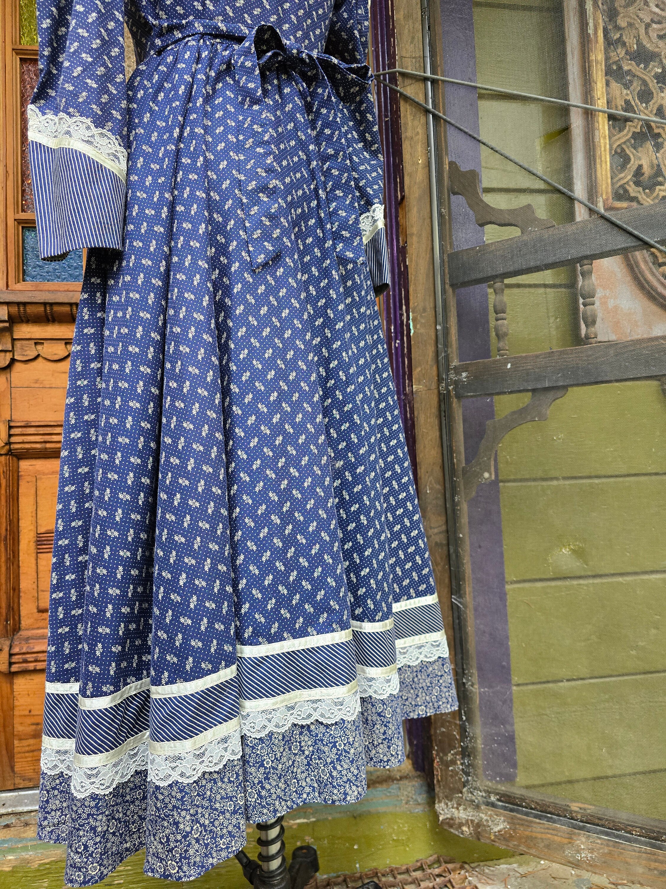 Gunne Sax Jessica Mcclintock Gunnesax Prairie Dress Blue Puff Sleeves ...