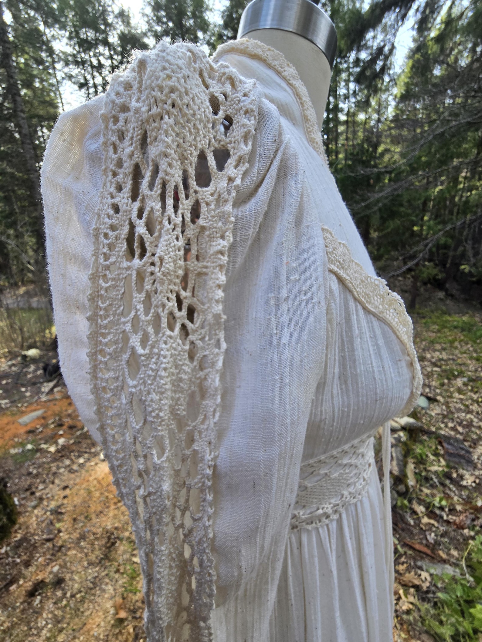 Gunne Sax Indian Cotton Lace Wedding Maxi Dress Lace up Boho Prairie ...