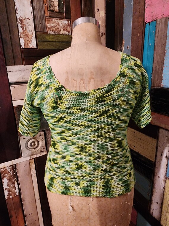 Green volup curvy crochet handmade blouse top shi… - image 4