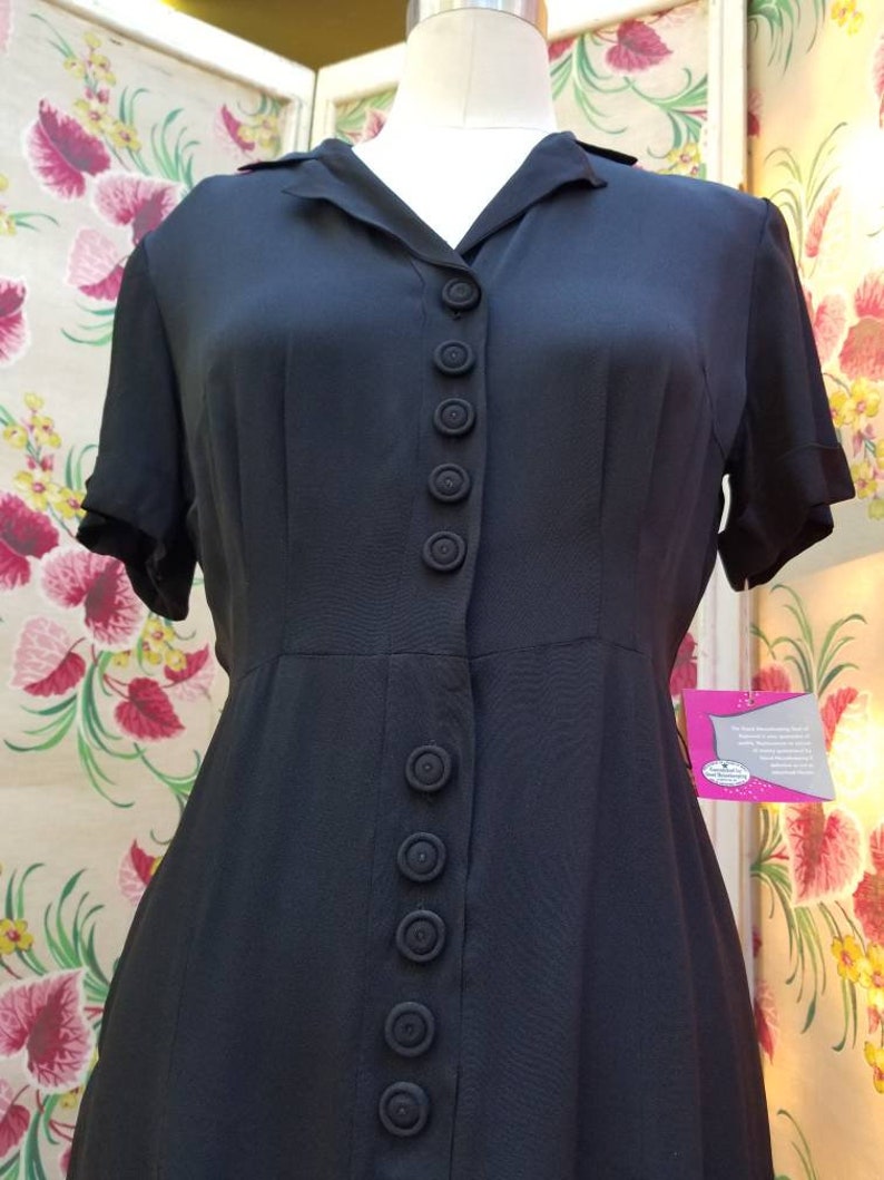 50s 1950s crepe black dress deadstock bombshell pinup 40s 1940s Martha Manning image 5