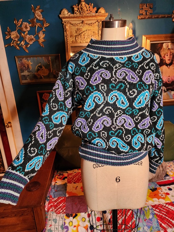 Fun 80s 1980s Paisley Purple and Blue Sweater New Wave Mod Etsy Canada