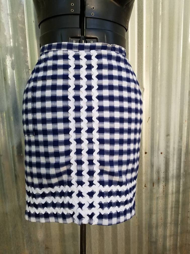 I. Magnin scooter mod gingham bombshell 70s 1970s pinup skirt | Etsy