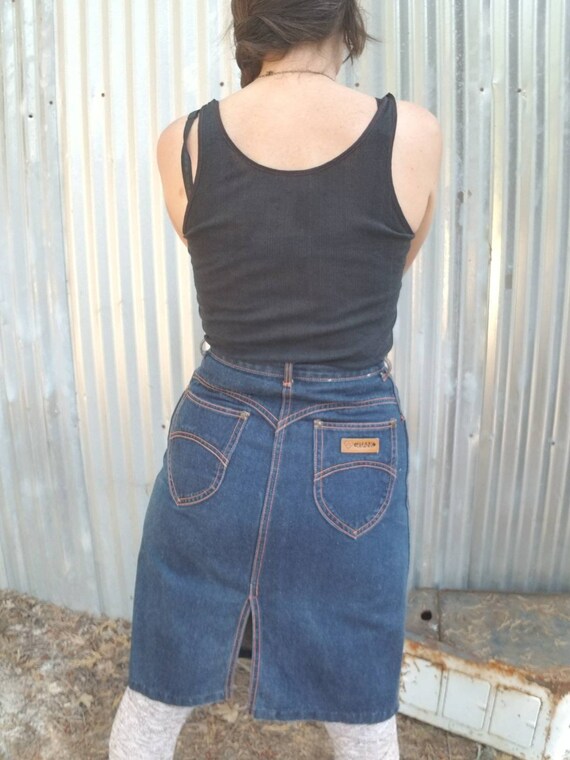 Indigo high waisted denim jeans pencil skirt with… - image 5