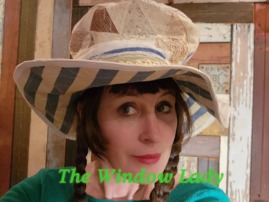 The Window Lady Designer Patchwork Upcycled Hat Antique Sack  display picture 1
