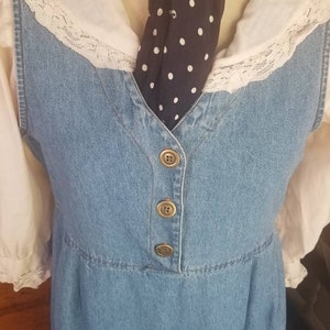 90s 1990s faded glory Denim jean pinafore dress prairie Americana cottage core