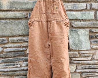 90s vintage canvas Carhartt quilted overalls bibs workwear 40x30