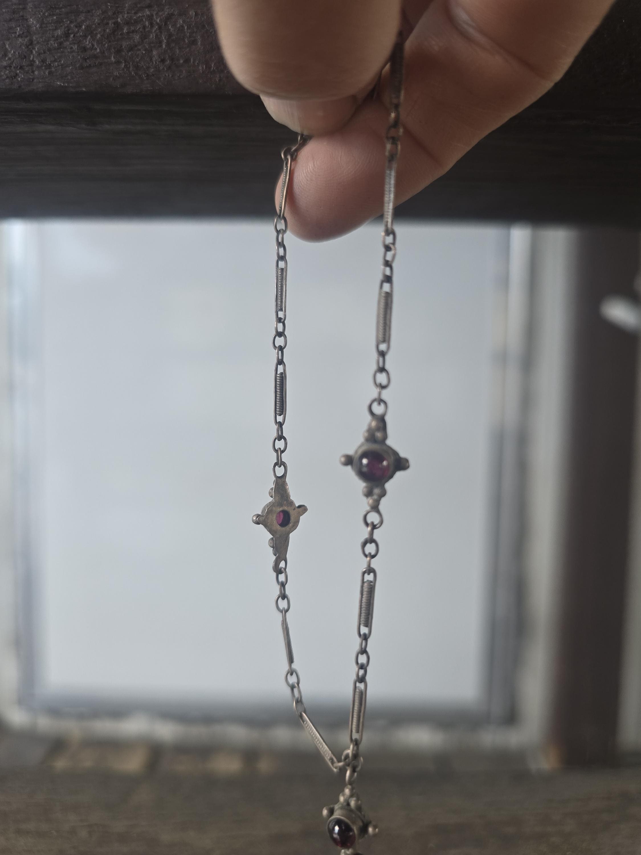 希少なヴィンテージシルバーガーネットネックレス ボヘミアン - Etsy 日本