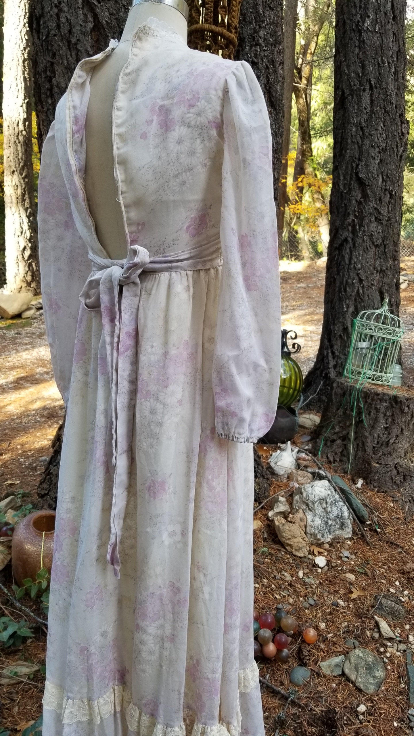 Gunne Sax Style Prairie Maxi Lace up Dress Bridal Fae Witchy Goddess ...