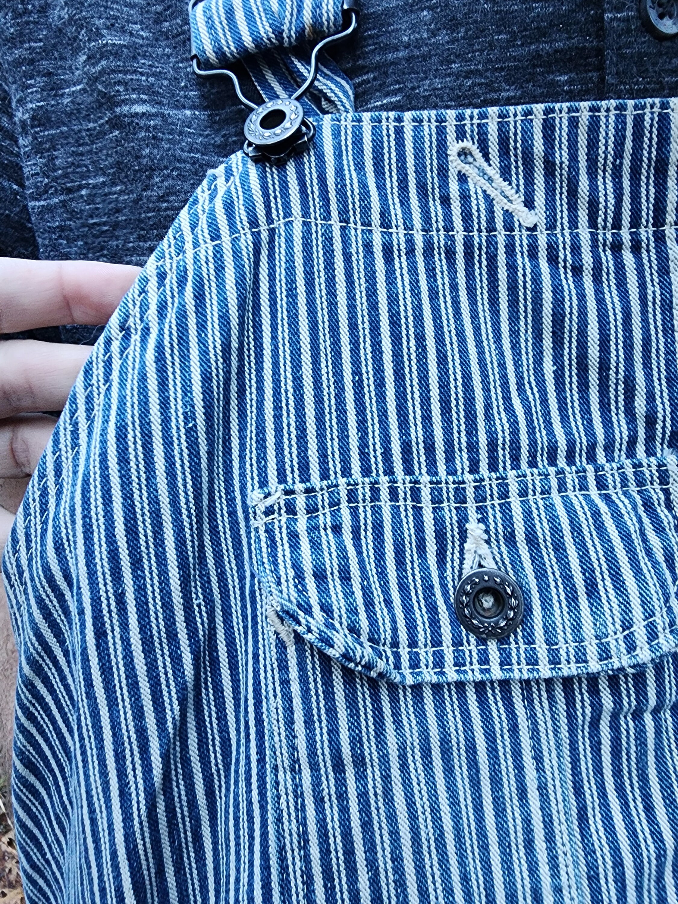 1940s Wards Liberty Striped Sanforized Pioneer Bib Overalls 
