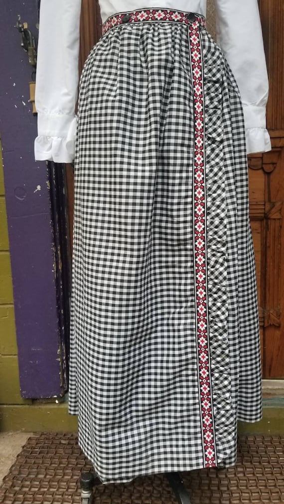 60s 70s maxi gingham skirt designer Chas L. Lewis 