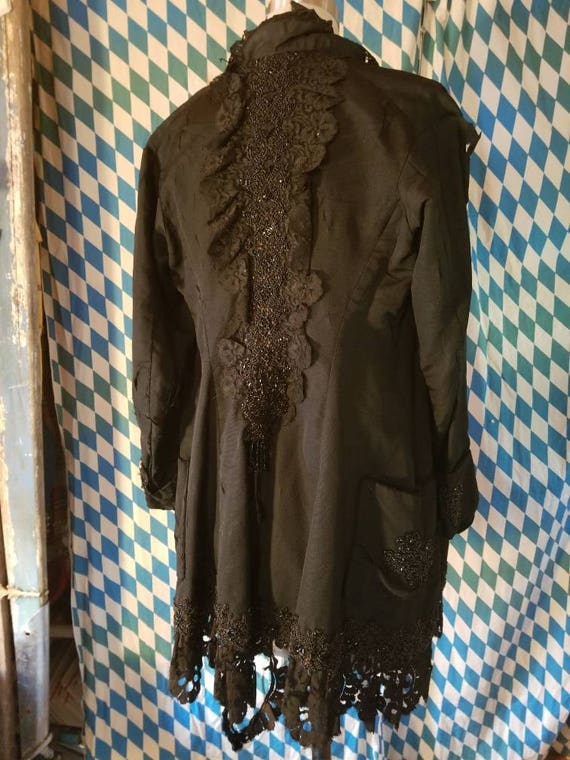 Victorian 1890s 1900s jet bead tattered jacket the