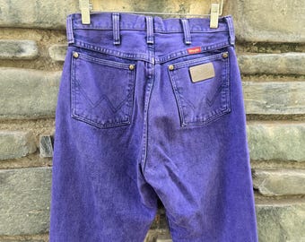 80s 1980s wrangler purple denim western jeans high waisted waist 28"