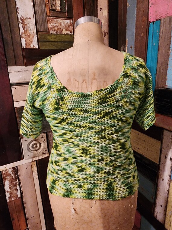 Green volup curvy crochet handmade blouse top shi… - image 3
