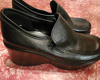 90s 1990s steve madden made in brasilien schwarze eckige zehenplateau schuhe 10 9.5