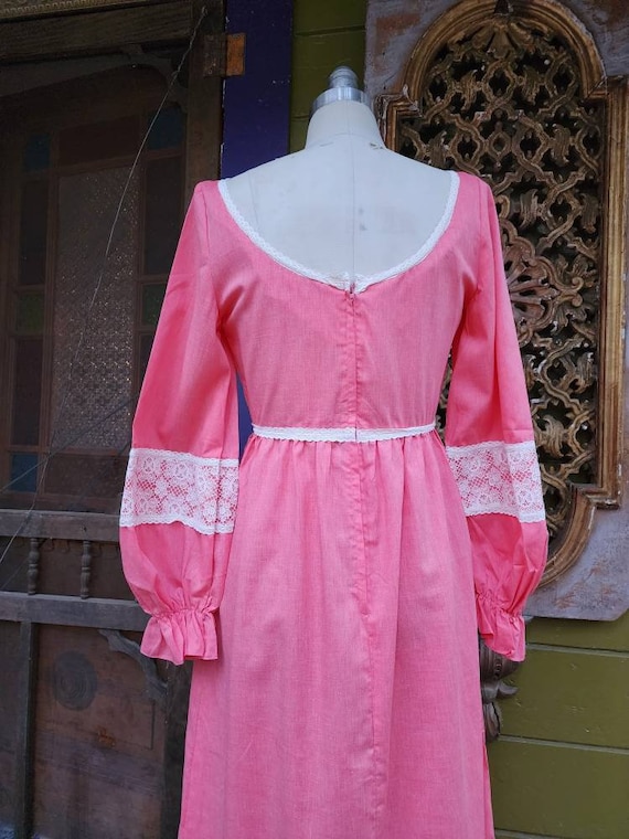 Salmon cotton lace maxi dress gown gunnesax style… - image 4