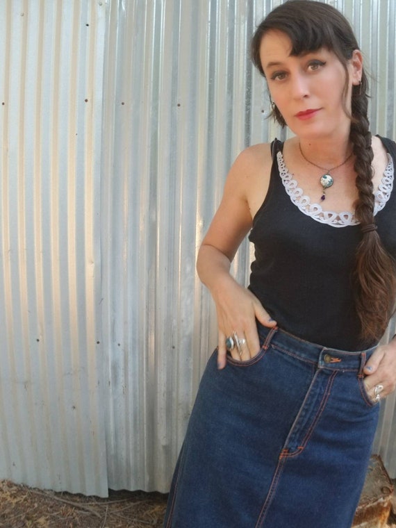 Indigo high waisted denim jeans pencil skirt with… - image 3