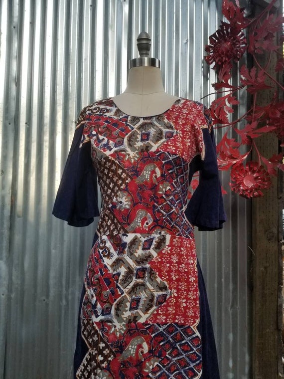 70s 1970 left an dress loungewear cozy boho hippi… - image 1