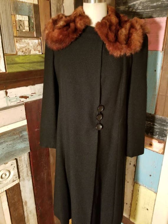 1940s 40s princess coat jacket with mink fur pinup