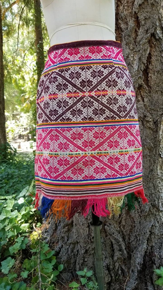 Bolivian Peruvian woven wool ooak handmade skirt b