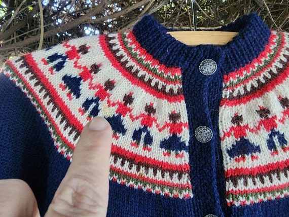 Handmade vintage sweater made in Norway blue red … - image 4