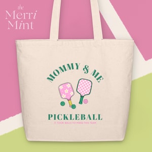 Mommy & Me Pickleball Tote | Cute Pregnancy Announcement | Pickleball Mom Gift | Funny Baby Shower Tote | Eco-Friendly Baby Gift