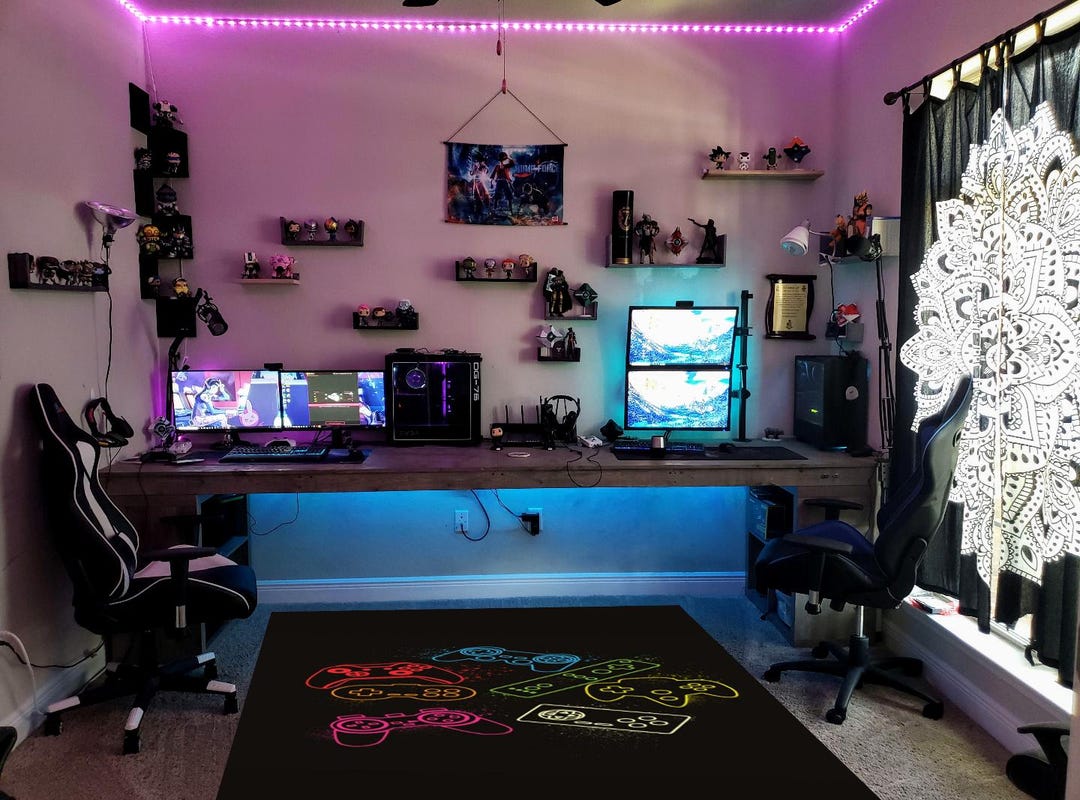 Gamer Room Rug, PC Rug, Nerdy Rug, 8x10 Rug, Antibacterial Rug, Nonslip ...