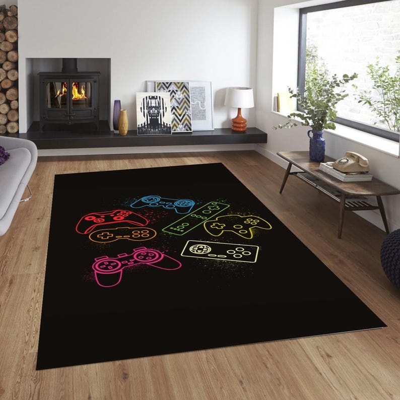 Gamer Room Rug, PC Rug, Nerdy Rug, 8x10 Rug, Antibacterial Rug, Nonslip ...