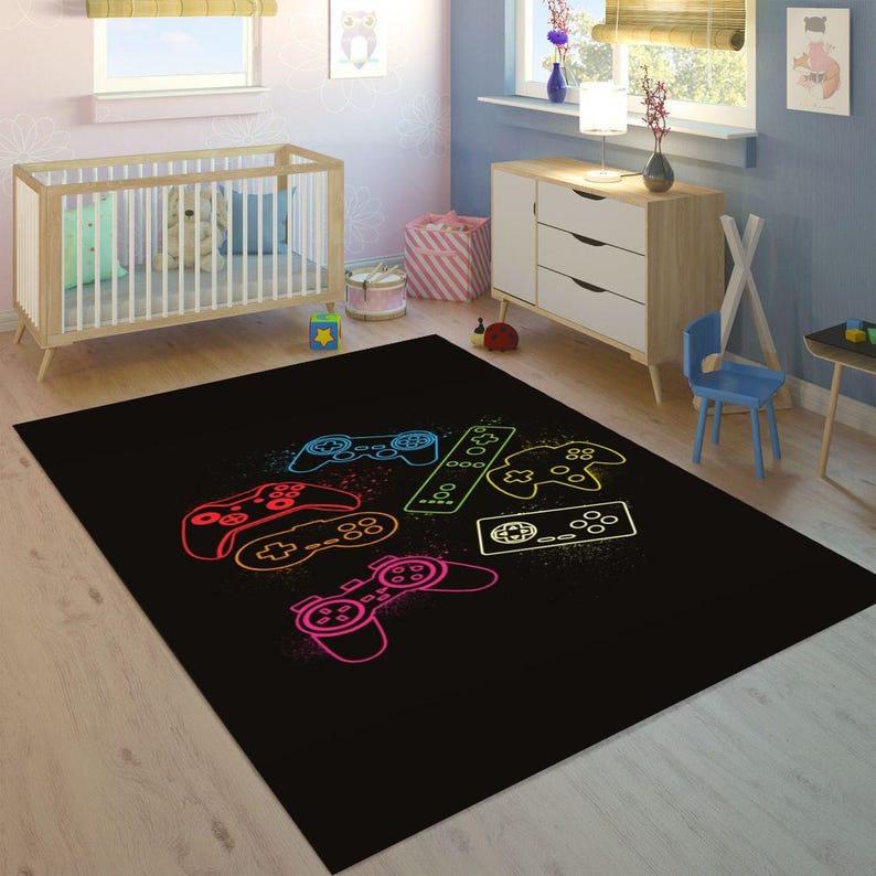 Gamer Room Rug, PC Rug, Nerdy Rug, 8x10 Rug, Antibacterial Rug, Nonslip ...