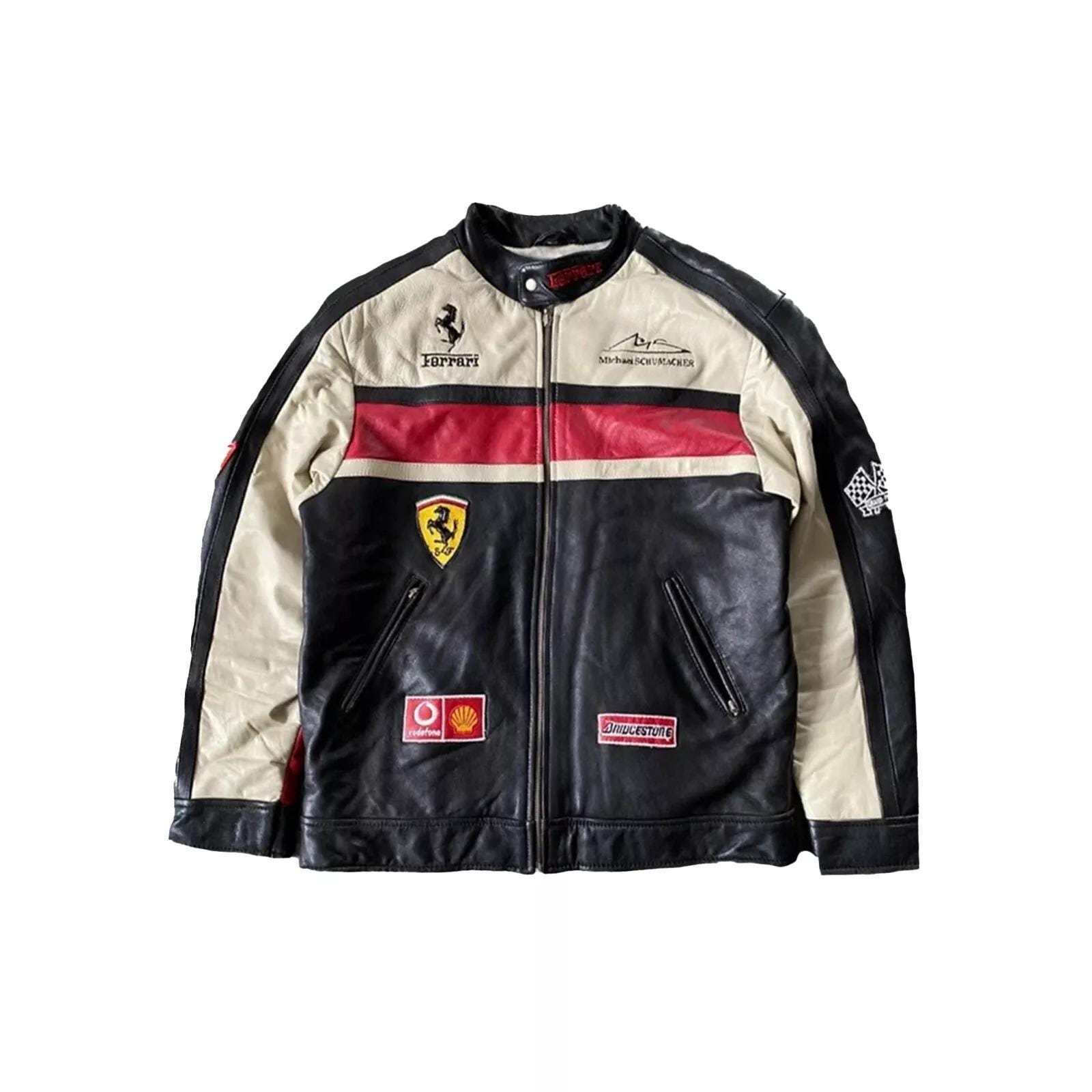 Men's Genuine Real Leather Ferrari Leather Racing Jacket - Etsy Men's Genuine Real Leather Ferrari Leather Racing Jacket - Etsy