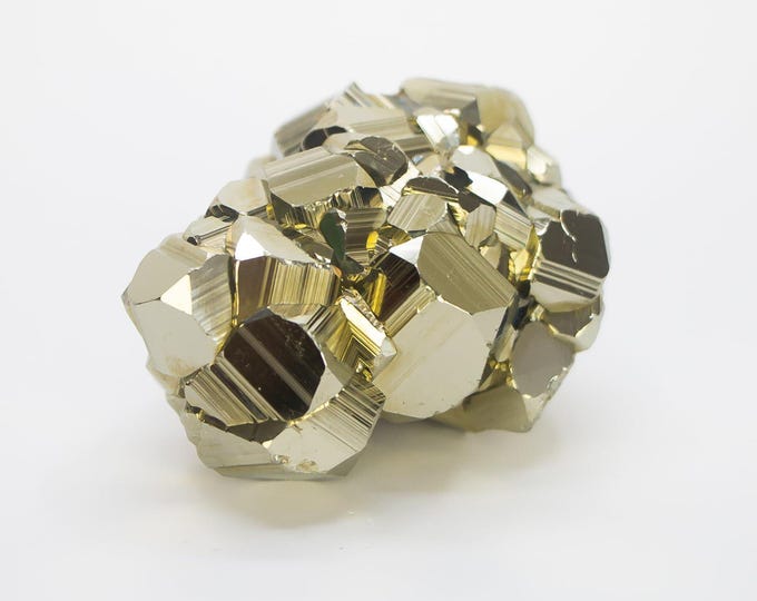 Natural Pyrite Crystal from Peru - Brilliant Cubic, Octahedral or Pyritohedral Crystals - Pyrite Stone - Raw Pyrite Cluster - Fool's Gold