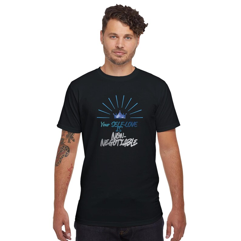 Bekräftelse-T-shirt | Citat om självkänsla | Ekologisk bomull | Stilla havet och svart | S-2XL bild 4