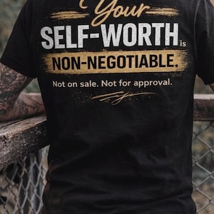 Bekräftelse-T-shirt | Citat om självkänsla | Ekologisk bomull | Stilla havet och svart | S-2XL bild 1