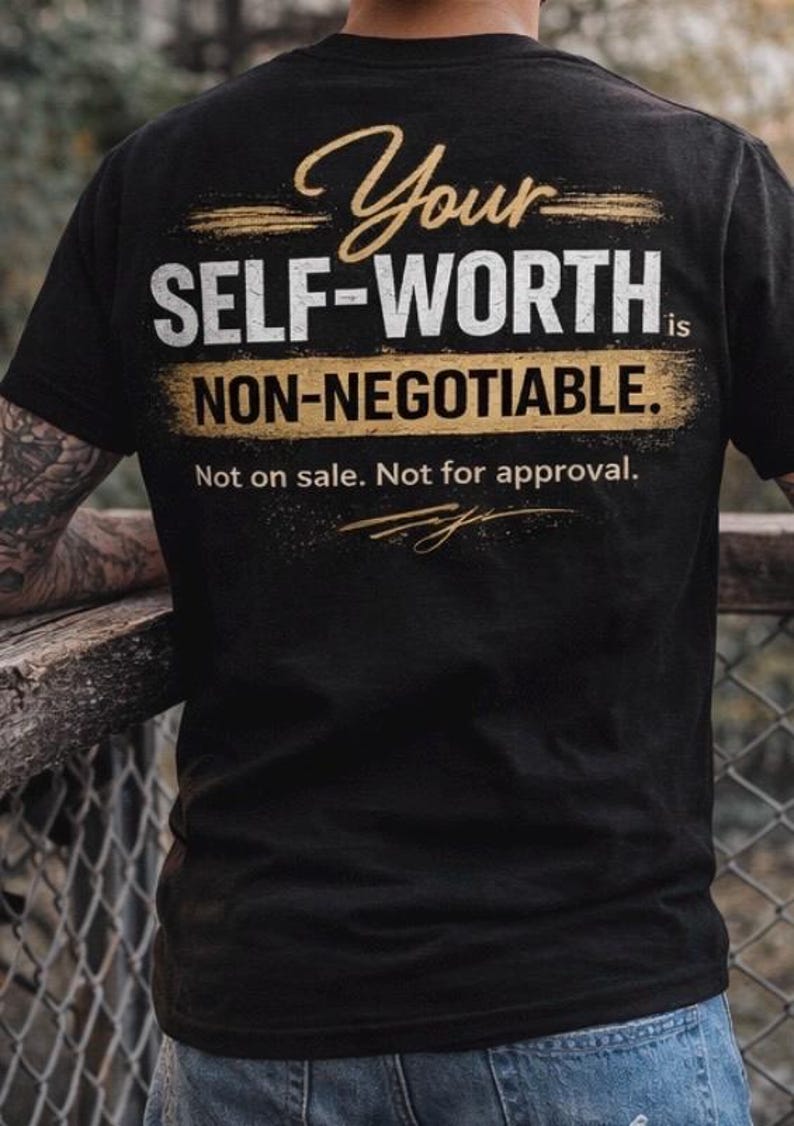 Bekräftelse-T-shirt | Citat om självkänsla | Ekologisk bomull | Stilla havet och svart | S-2XL bild 1