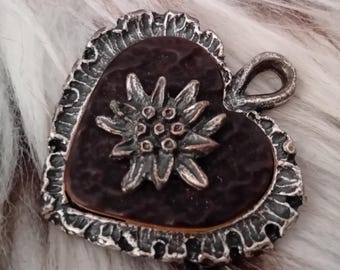 Lovely Ethnic Silver-Plated Heart Pendant, Likely From India, Second Half Twentieth Century