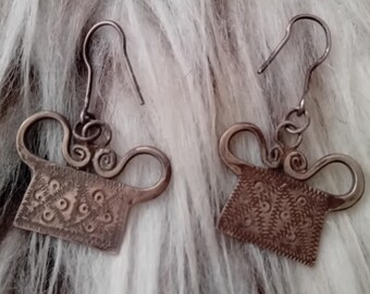Hmong Spirit Lock Vintage Small Silver Ear Hangers, Laos (Or Neighboring Region), Second Half Twentieth Century (Estimate)