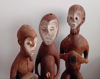 Set Of Three Iginga Lega Bwami Statues From Congo, Central Africa, First Half Twentieth Century