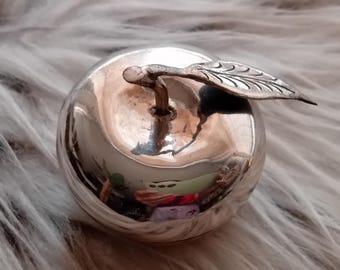 Thai Silver Apple Box, (Betel Container), Thailand Southeast Asia 1950's