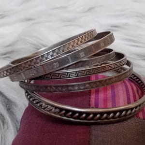 Six Matching Bali Hindu Silver Bangle Bracelets, Bali - Indonesia, Second Half Twentieth Century