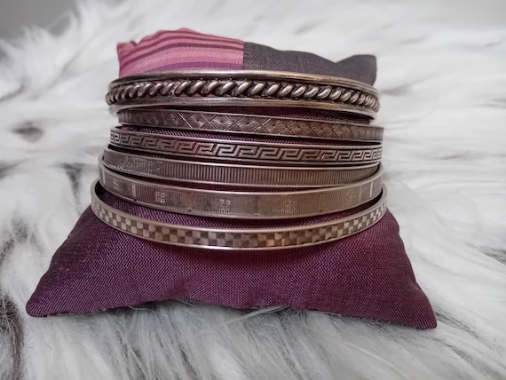 Six Matching Bali Hindu Silver Bangle Bracelets, Bali - Indonesia, Second Half Twentieth Century View 3