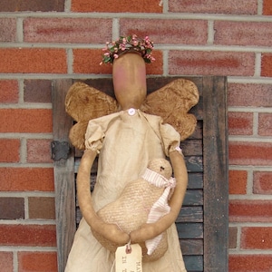 Extra Long Primitive Angel Doll Pattern with Snowman – PDF by Homespun from the Heart, HFTH135
