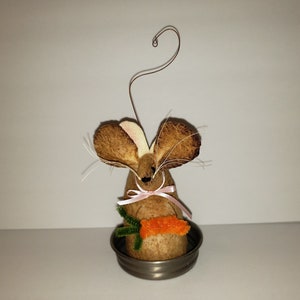Primitive Easter peter Cottontail mouse Easter mouse Bunny Mouse with carrot Homespun from the Heart mouse of the month image 3