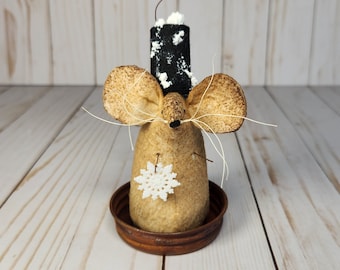 Handmade Snow Mouse, Winter Farmhouse Decor