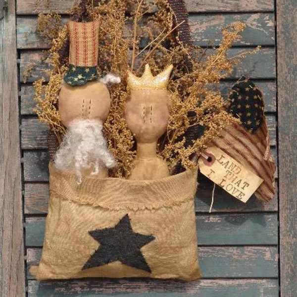 Primitive Americana Pattern Uncle Sam and Lady Liberty, Extreme Primitive, Homespun from the Heart HFTH112