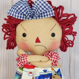 Grumpy Gertie Mad Face Doll Arms Crossed in Vintage Pyrex Dress, Sad ...
