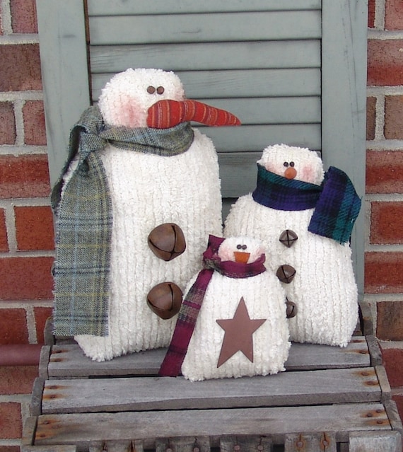 Country Snowmen Pattern 3 Sizes, Primitive Country Snowmen
