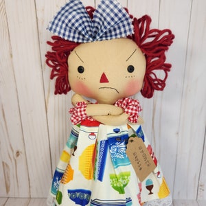Grumpy Gertie Mad Face Doll Arms Crossed in Vintage Pyrex Dress, Sad ...
