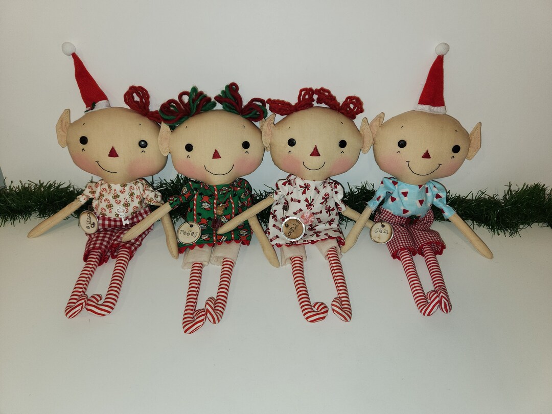 Primitive Christmas Elf Doll Pattern, 14 Inch Raggedy Elf Doll Pattern ...