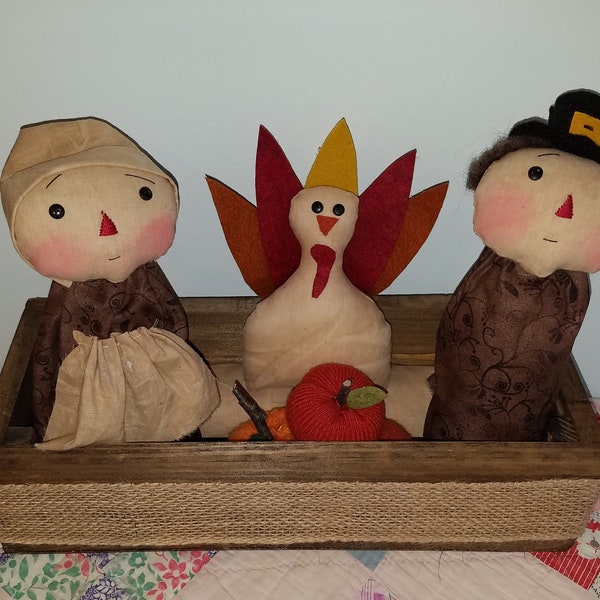 Primitive Thanksgiving pattern | Pilgrims and Native American Doll pattern | Thanksgiving Fall Decor | Sewing Pattern | HFTH225