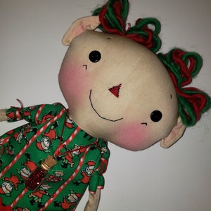 Primitive Christmas Elf Doll Pattern, 14 Inch Raggedy Elf Doll Pattern ...