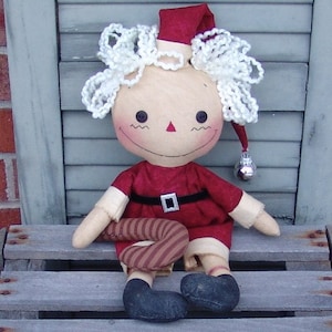 Primitive Raggedy Santa Ann Doll Pattern, Christmas decor pattern, Christmas Santa pattern, HFTH177